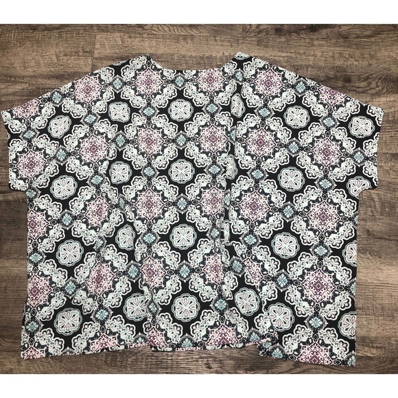 Croft & Barrow Blue Black Blouse Sz 1X Women’s Top Chest 60” Plus Size A8 - Picture 3 of 5